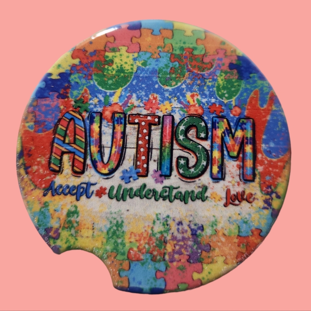 AUTISM AWARENESS CAR COASTERS - Picture 1 of 6